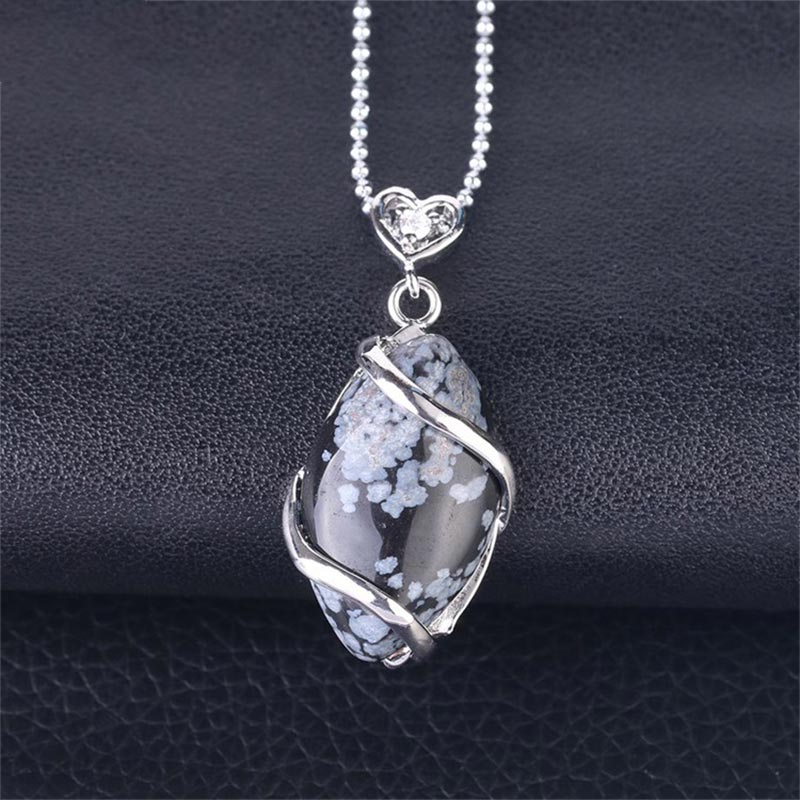 Marquise Pattern Natural Crystal Stone Charm Necklace Pendant