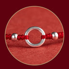 925 Sterling Silver Lucky Fortune Peace Joy Lotus Peace Buckle Red String Bracelet