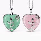 Natural Healing Crystals Heart Pendant Necklaces