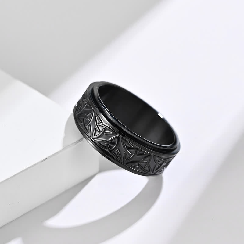 Triangle Knot Triquetra Titanium Steel Calm Rotatable Ring