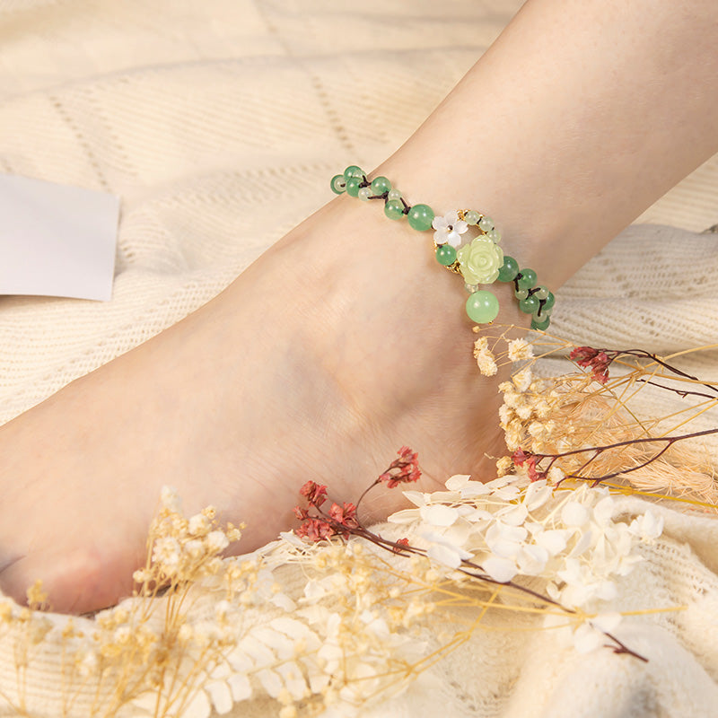 Financial Success Jade Braided Weave Prosperity Abundance Anklet