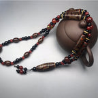 Nine-Eye Dzi Bead Red Agate Wealth Health Necklace