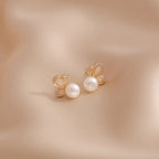 18k Gold Plated Pearl Butterfly Love Freedom Stud Earrings
