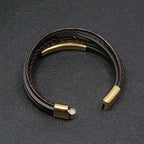 Simple Design Titanium Steel Leather Luck Bracelet