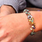 Green Aventurine Garnet Bead Flower Petal Luck Bracelet