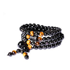 Natural Black Obsidian Rainbow Obsidian Gourd Blessing Bracelet Mala