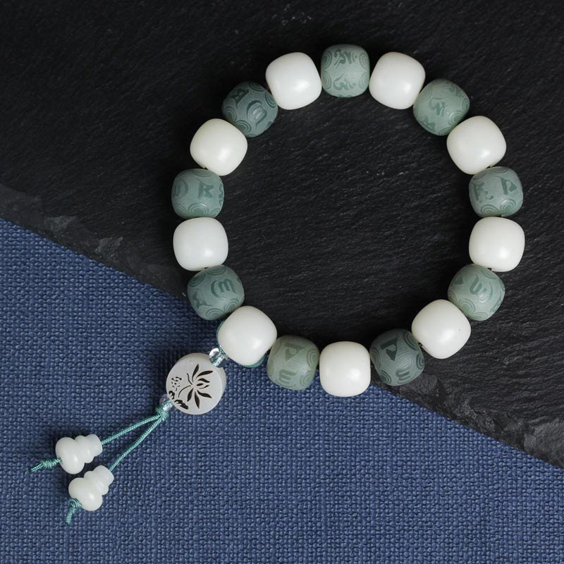 White Bodhi Six True Words Protection Bracelet