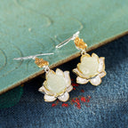 White Jade Protection Harmony Drop Earrings