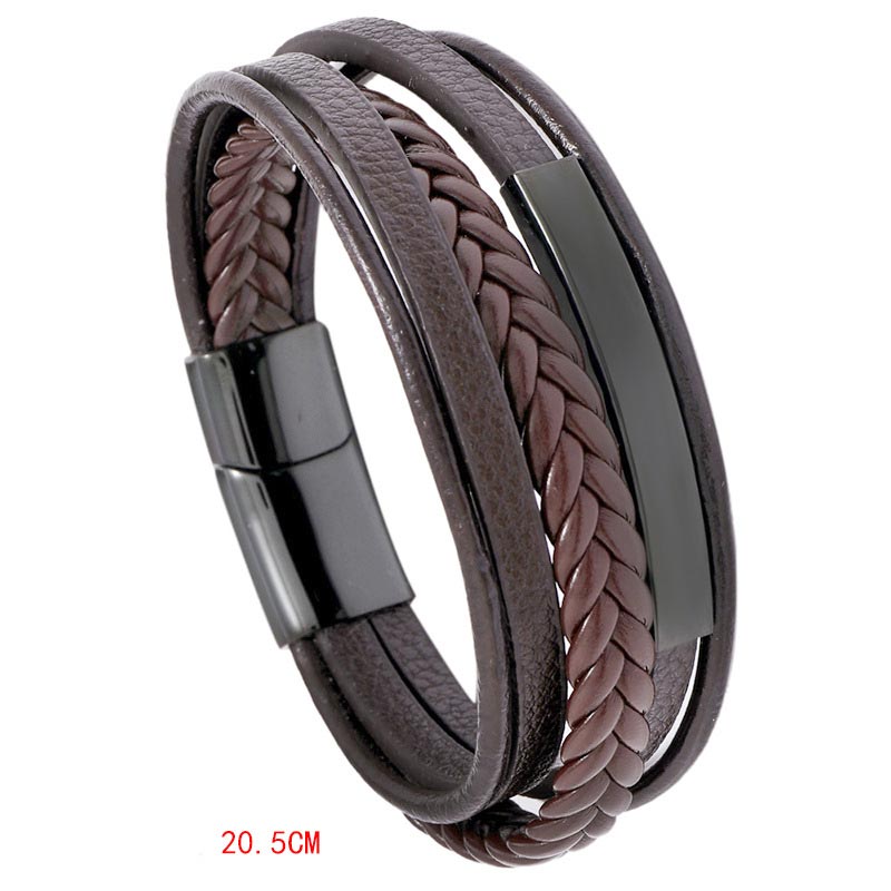 Simple Design Titanium Steel Leather Luck Bracelet