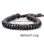 Tibetan Coconut Shell Beads Engraved Om Mani Padme Hum Mantra Positive String Bracelet