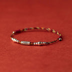 925 Sterling Silver Luck Koi Fish Braided Colorful String Bracelet Anklet