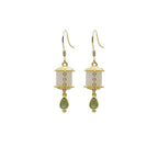 925 Sterling Silver Jade Prayer Wheel Luck Drop Earrings