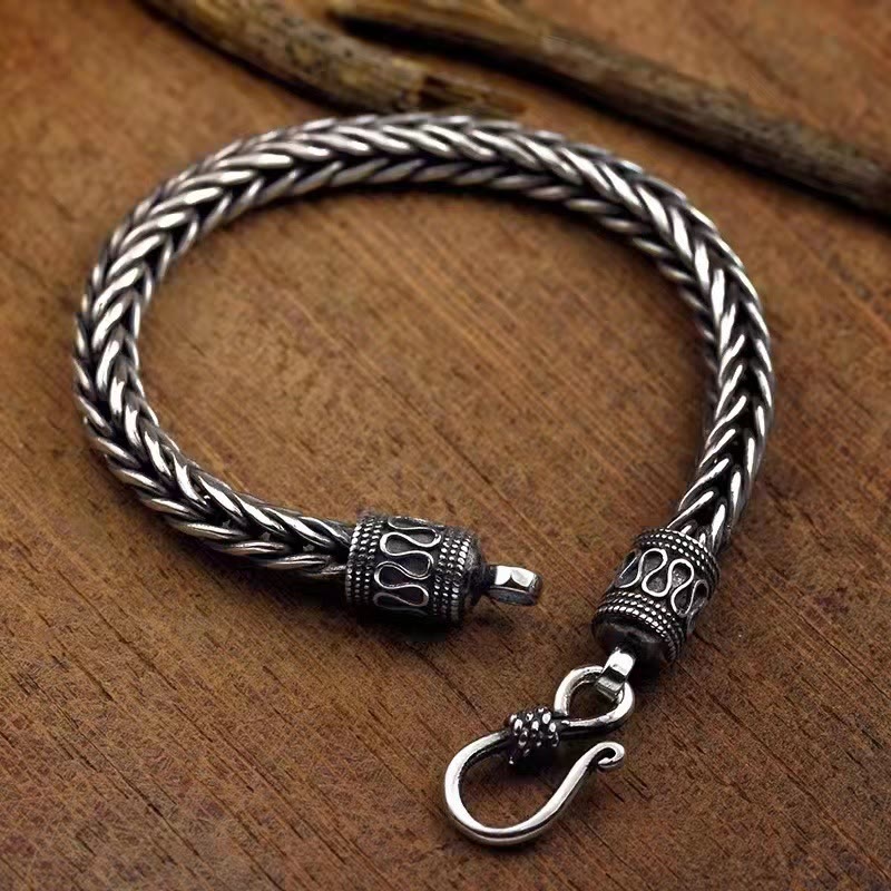 Vintage Dragon Keel Braided Twisted Design Wealth Buckle Bracelet