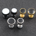 Cool Men Titanium Steel Balance Round Stud Earrings