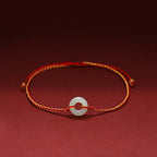 Round Peace Buckle Jade Luck Abundance Braided Bracelet Anklet