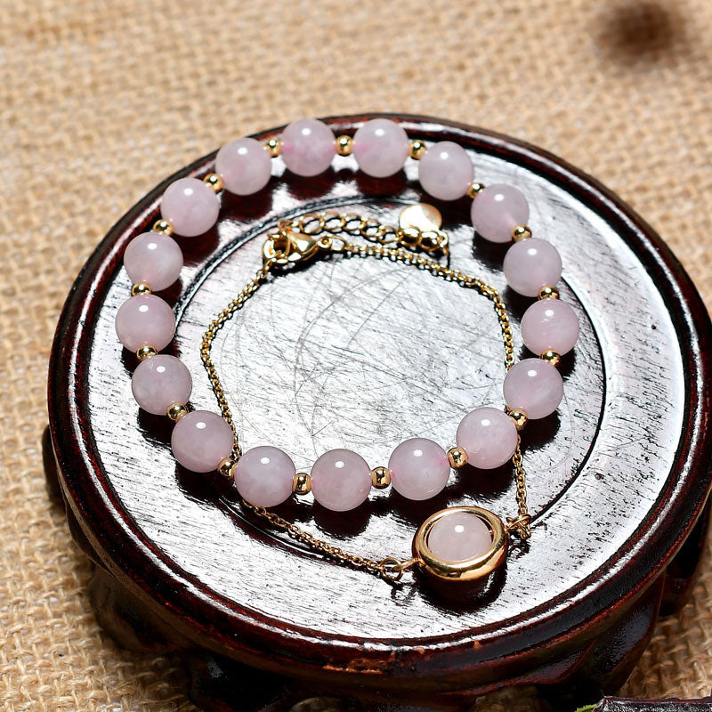 Sunstone Strawberry Quartz Crystal Positive Bracelet