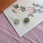 Dainty Hetian Jade Cyan Jade Luck Floral Charm Necklace Pendant