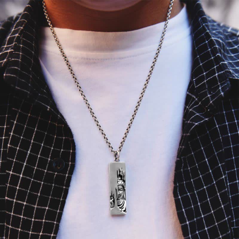 Tathagata Buddha Strength Protection Amulet Lucky Vintage Style Pendant Necklace