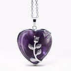 Natural Healing Crystals Heart Pendant Necklaces