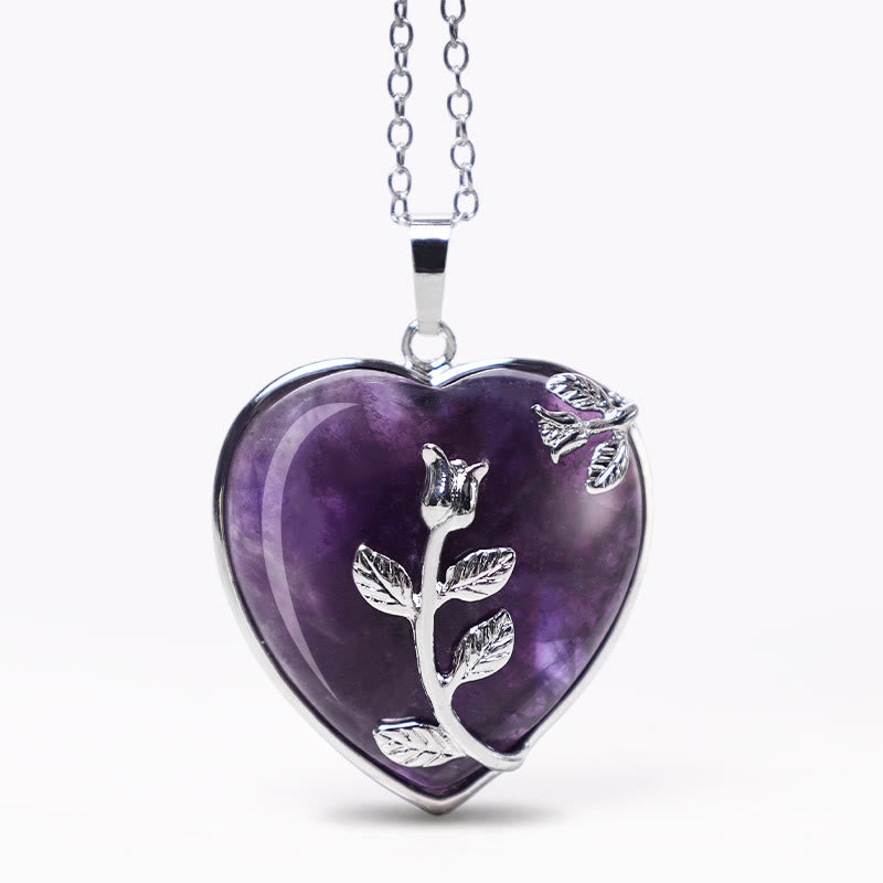 Natural Healing Crystals Heart Pendant Necklaces