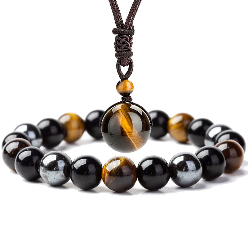 Tibetan Tiger's Eye Bracelet and Necklace Set