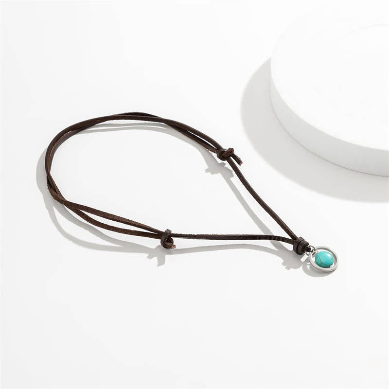 Round Turquoise Stone Protection Strength Necklace Pendant
