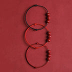 Natural Lucky Cinnabar Bead Blessing String Bracelet Anklet