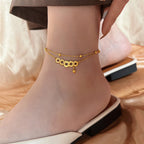 Copper Coins Attract Wealth Titanium Steel Anklet