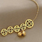 Copper Coins Bell Charm Titanium Steel Strengthen Anklet