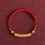 Handmade Alloy Heart Sutra Protection Strength Rope Bracelet Anklet