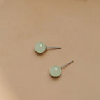 Round Jade Beaded Luck Stud Earrings