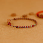 Peach Wood Small Peach Blossom Cinnabar Wealth String Bracelet Anklet