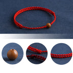 Natural Peach Wood Bead Ward Off Evil Spirits Braided Bracelet