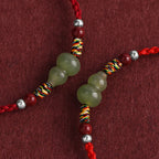 Natural Hetian Jade Gourd Protection Luck Braided Bracelet Anklet