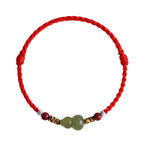 Natural Hetian Jade Gourd Protection Luck Braided Bracelet Anklet