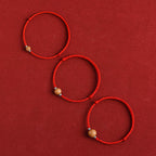 Natural Peach Wood Bead Luck Braided Bracelet Anklet