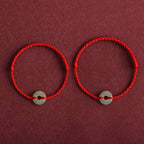 Natural Hetian Jade Peace Buckle Protection Luck Braided Bracelet Anklet