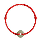 Natural Hetian Jade Peace Buckle Protection Luck Braided Bracelet Anklet