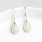 925 Sterling Silver Jade Water Drop Pattern Luck Prosperity Dangle Earrings