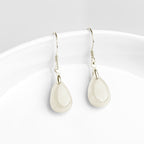 925 Sterling Silver Jade Water Drop Pattern Luck Prosperity Dangle Earrings