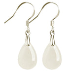 925 Sterling Silver Jade Water Drop Pattern Luck Prosperity Dangle Earrings