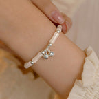 925 Sterling Silver Natural White Jade Bamboo Bell Charm Luck Happiness Bracelet