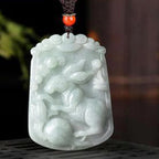 Natural Jade 12 Chinese Zodiac Abundance Amulet Pendant Necklace