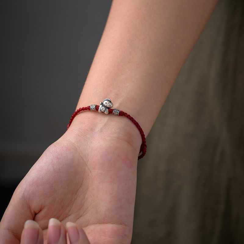Year of the Horse 999 Sterling Silver String Braided Protection Bracelet