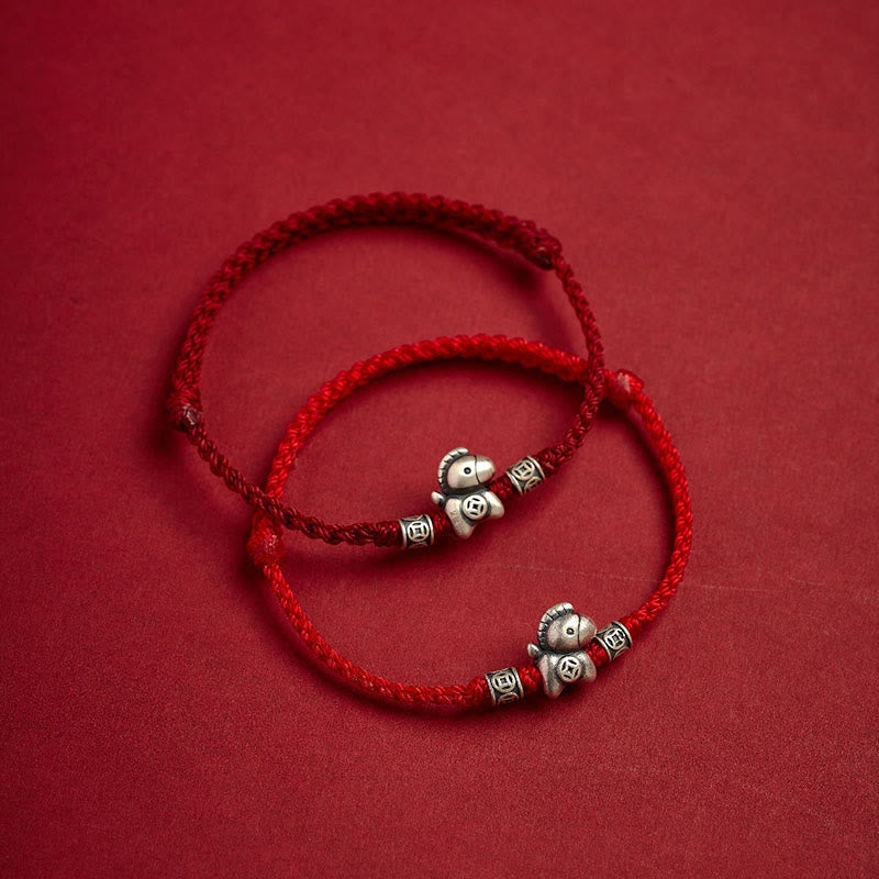 Year of the Horse 999 Sterling Silver String Braided Protection Bracelet