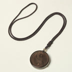 Black Obsidian Taoism Five Sacred Mountains Nine-Character Mantra Carved Purification Yin Yang Necklace Pendant