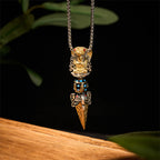 Tibetan Om Mani Padme Hum Buddha Wealth Rotation Necklace Vajra Pendant