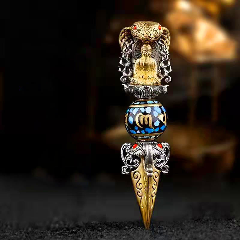 Tibetan Om Mani Padme Hum Buddha Wealth Rotation Necklace Vajra Pendant