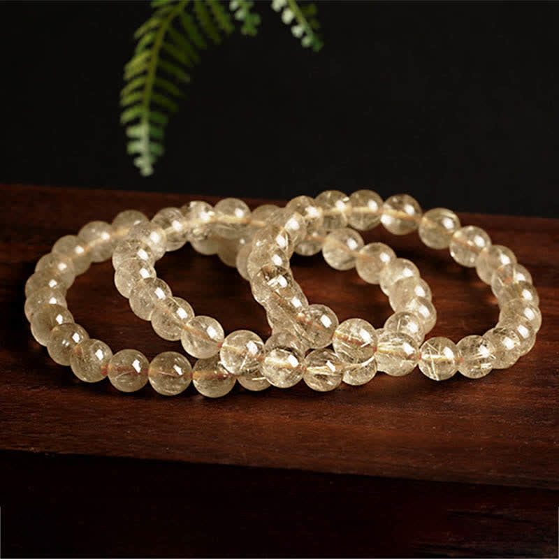 Natural Golden Rutilated Quartz Auspiciousness Protection Bracelet