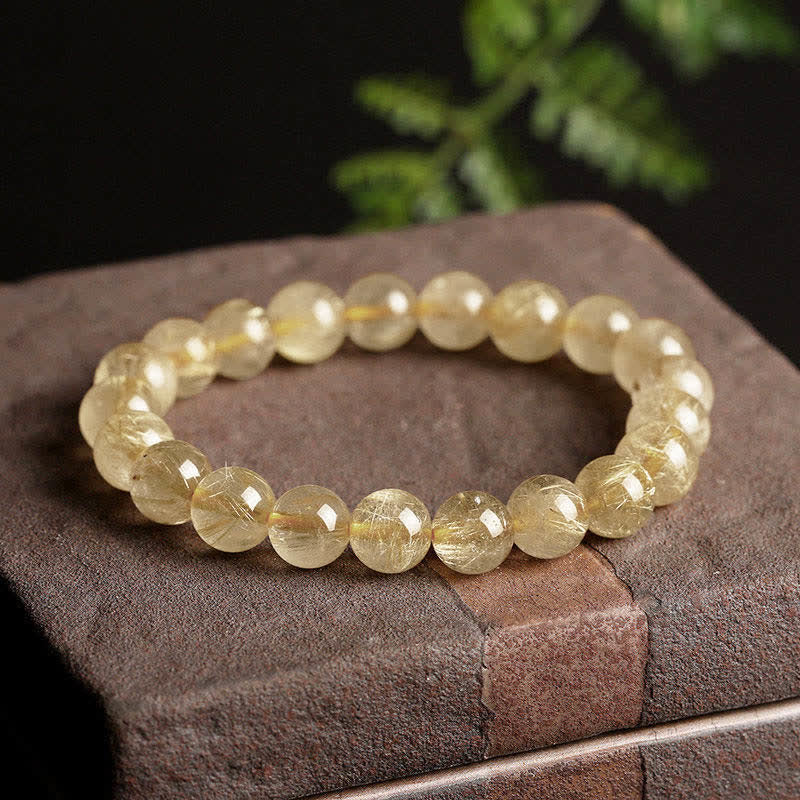 Natural Golden Rutilated Quartz Auspiciousness Protection Bracelet